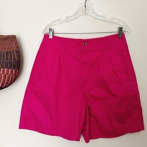 Womens hot pink dockers pleated vintage high waisted shorts size 14